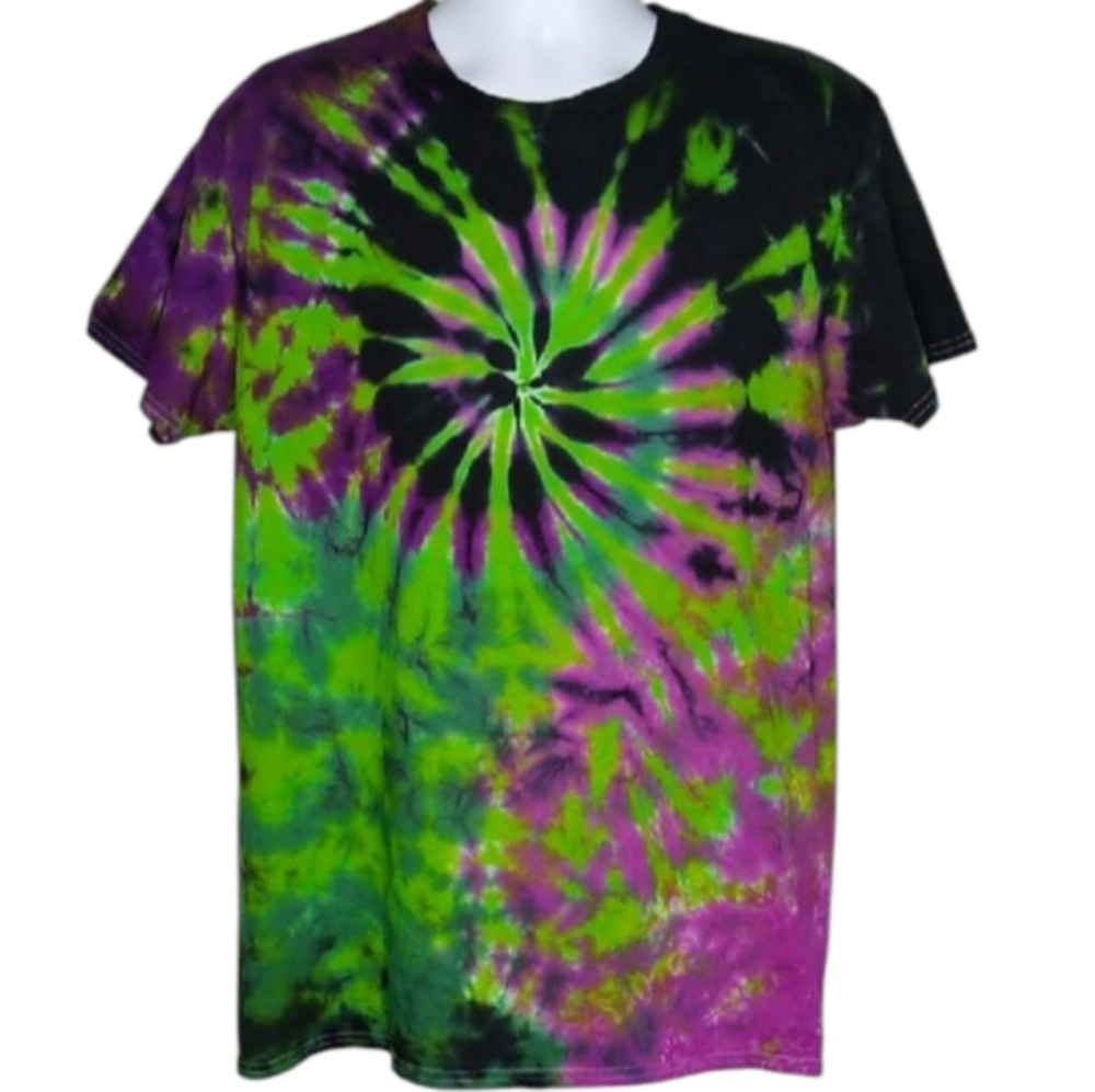 New George Tie-Dye Short Sleeve Shirt - Green, Purple, Black